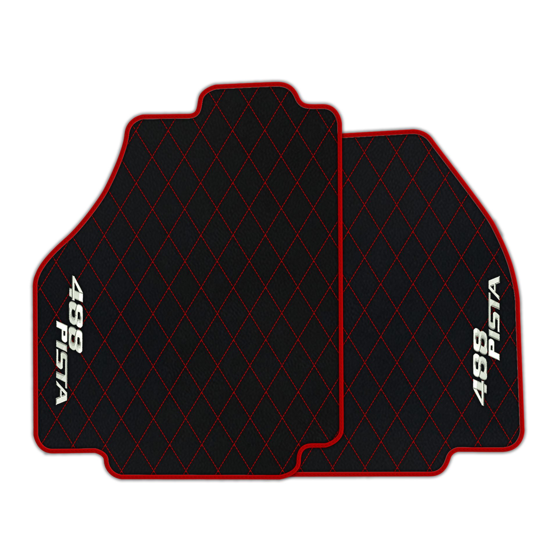 Luxury Black Leather Floor Mats for Ferrari 488 GTB (2016-2022)