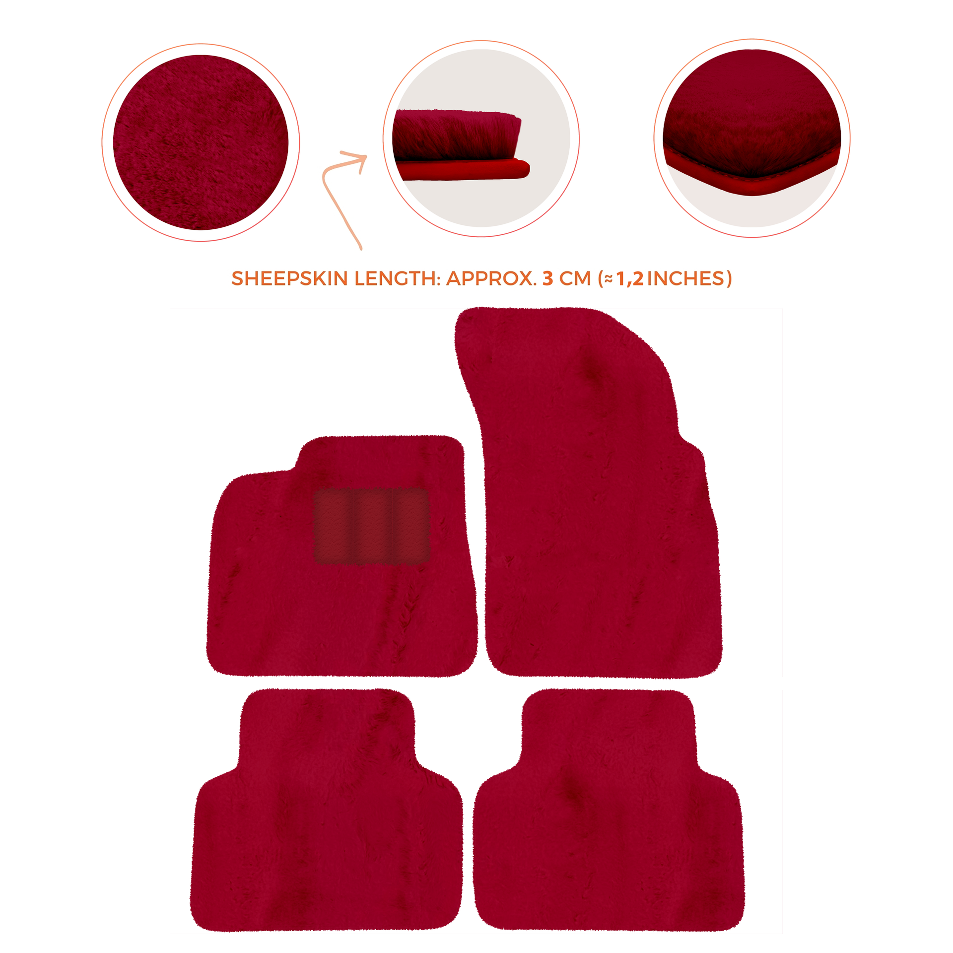 Premium Sheepskin Floor Mats for Lamborghini Countach 1974-1990