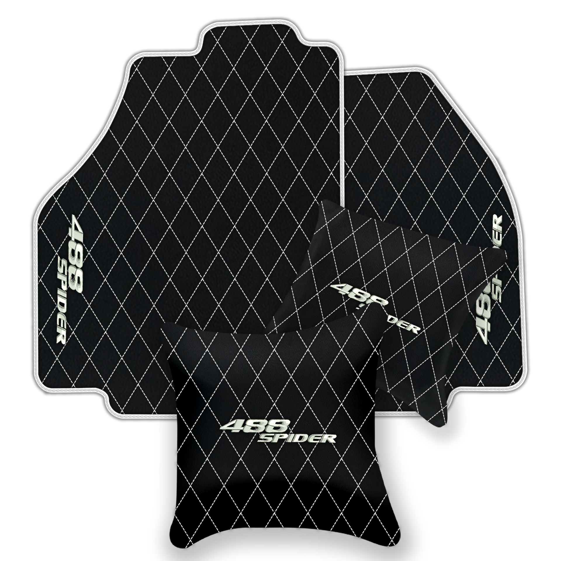 Premium Black Leather Floor Mats for Ferrari 488 Pista Spider