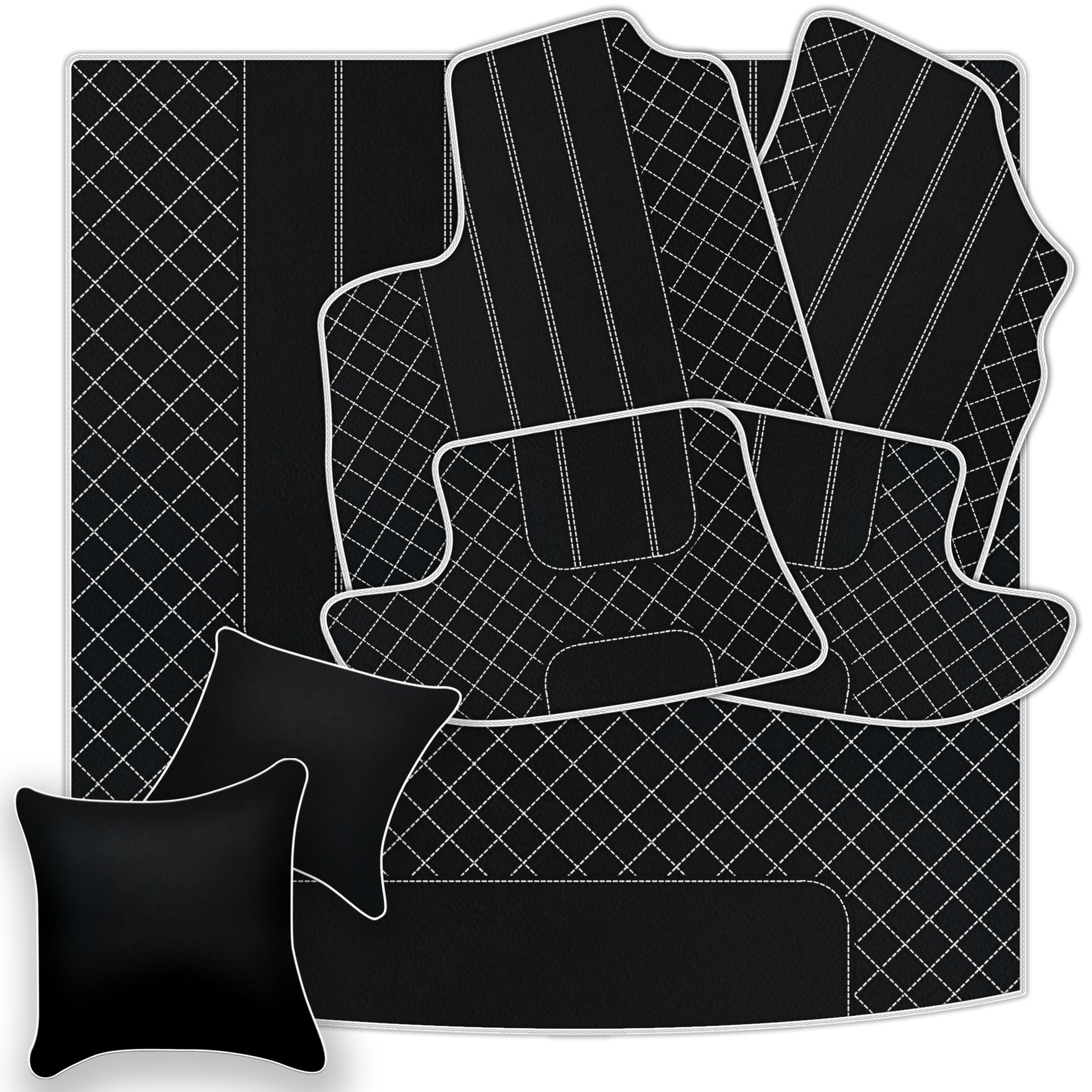 Black Leather Floor Mats for Bentley Continental GTC (2011-2018)