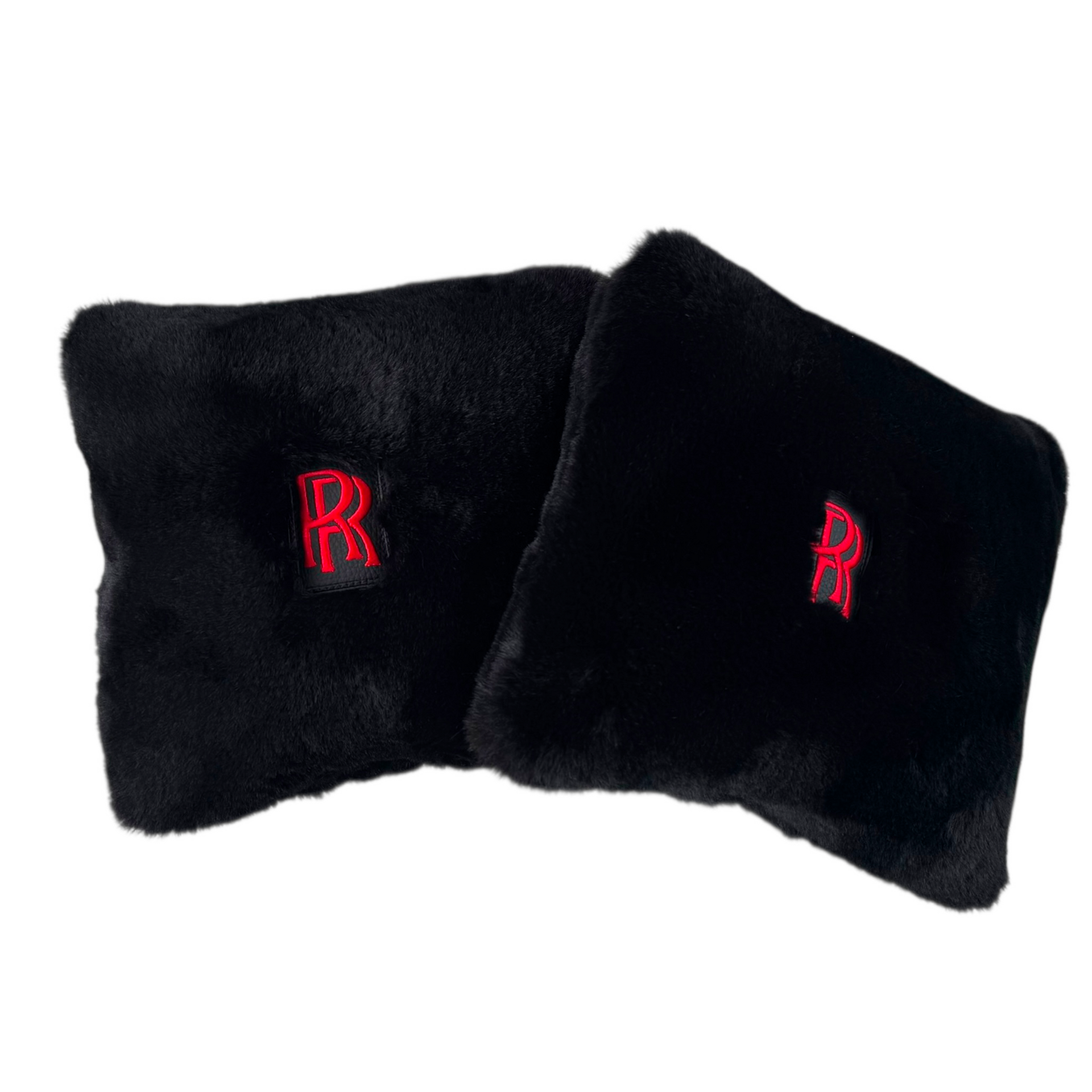 Black Sheepskin Pillows Design Set of 2 for Rolls-Royce Vehicles