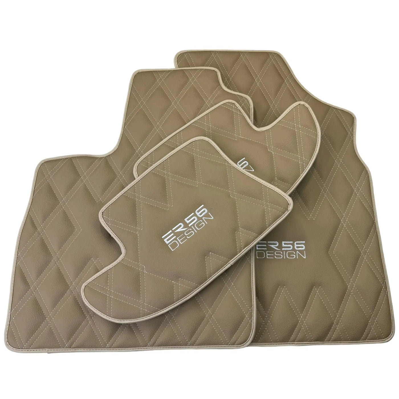 Beige Floor Mats for Bentley Continental GT (2003–2011) with Leather | ER56 Design - AutoWin