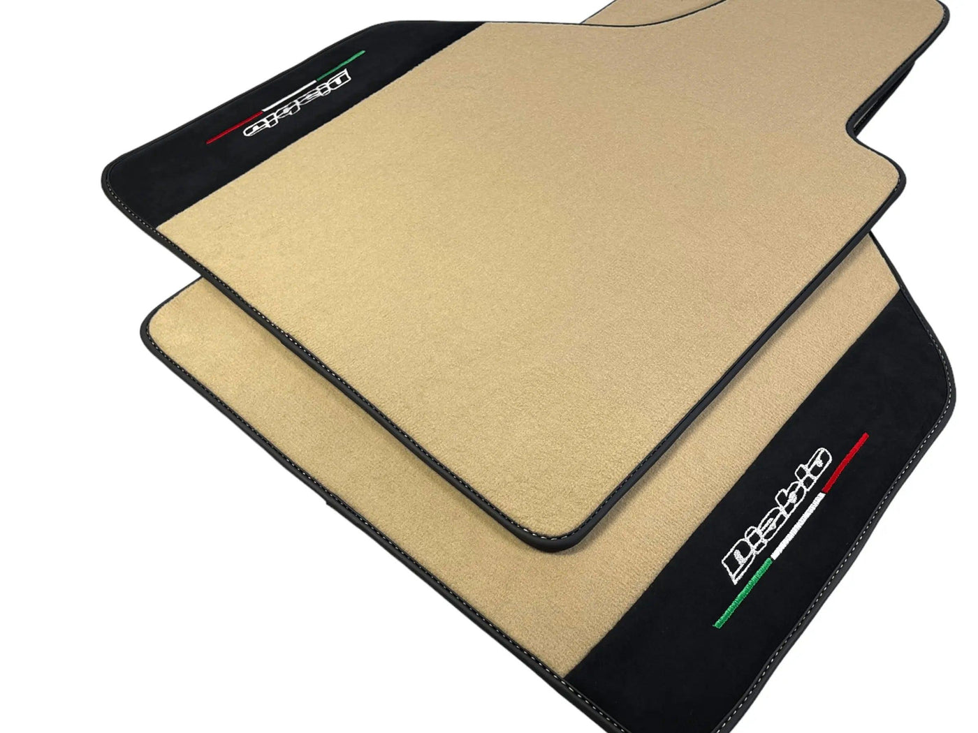 Beige Floor Mats for Lamborghini Diablo 1990-2001 With Alcantara Leather - AutoWin