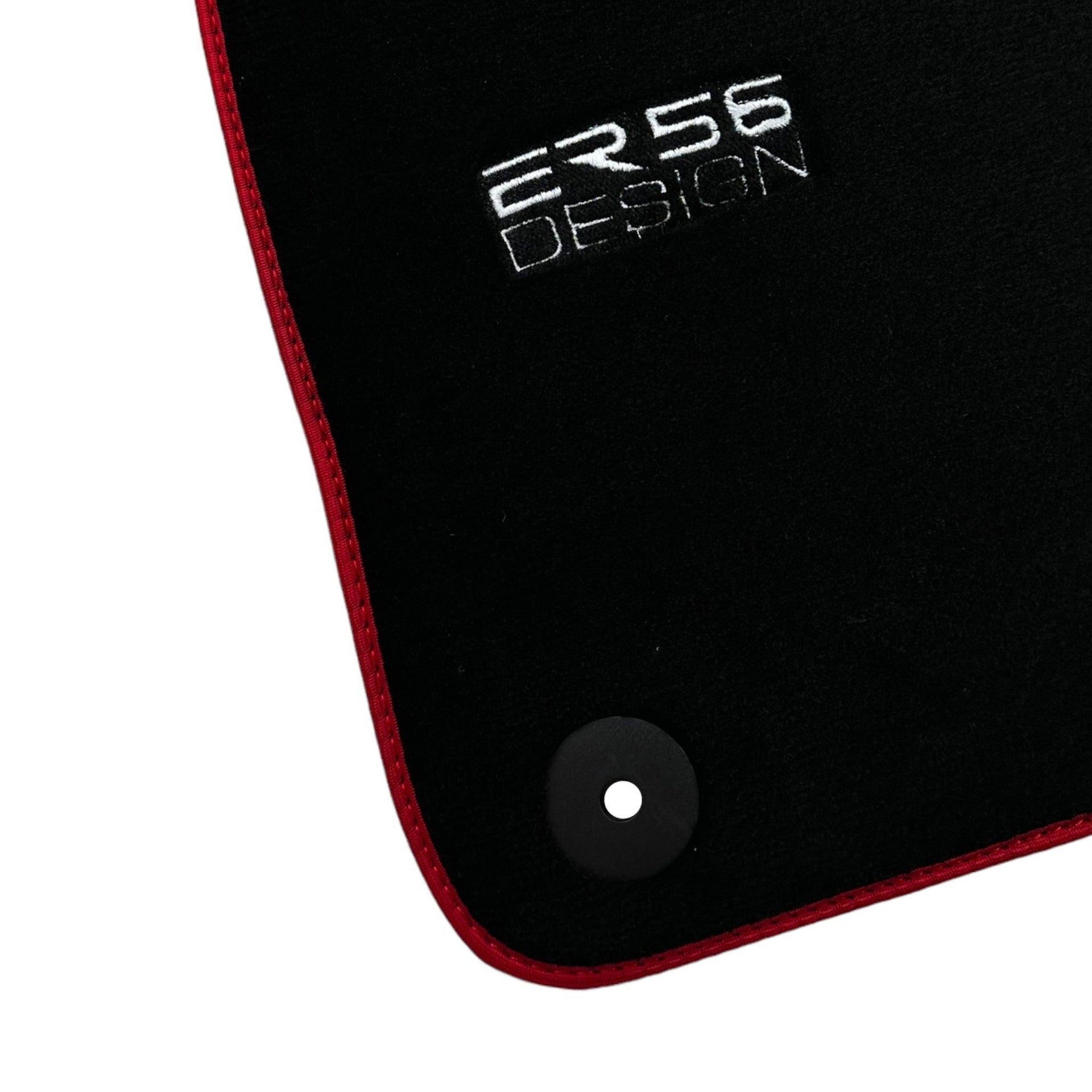 Black Floor Mats For Audi A6 - C8 Sedan (2018-2023) ER56 Design with Red Trim - AutoWin