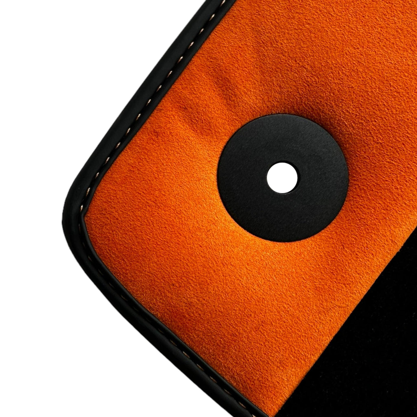 Black Floor Mats For Bentley Continental GT (2018–2023) with Orange Alcantara Leather - AutoWin