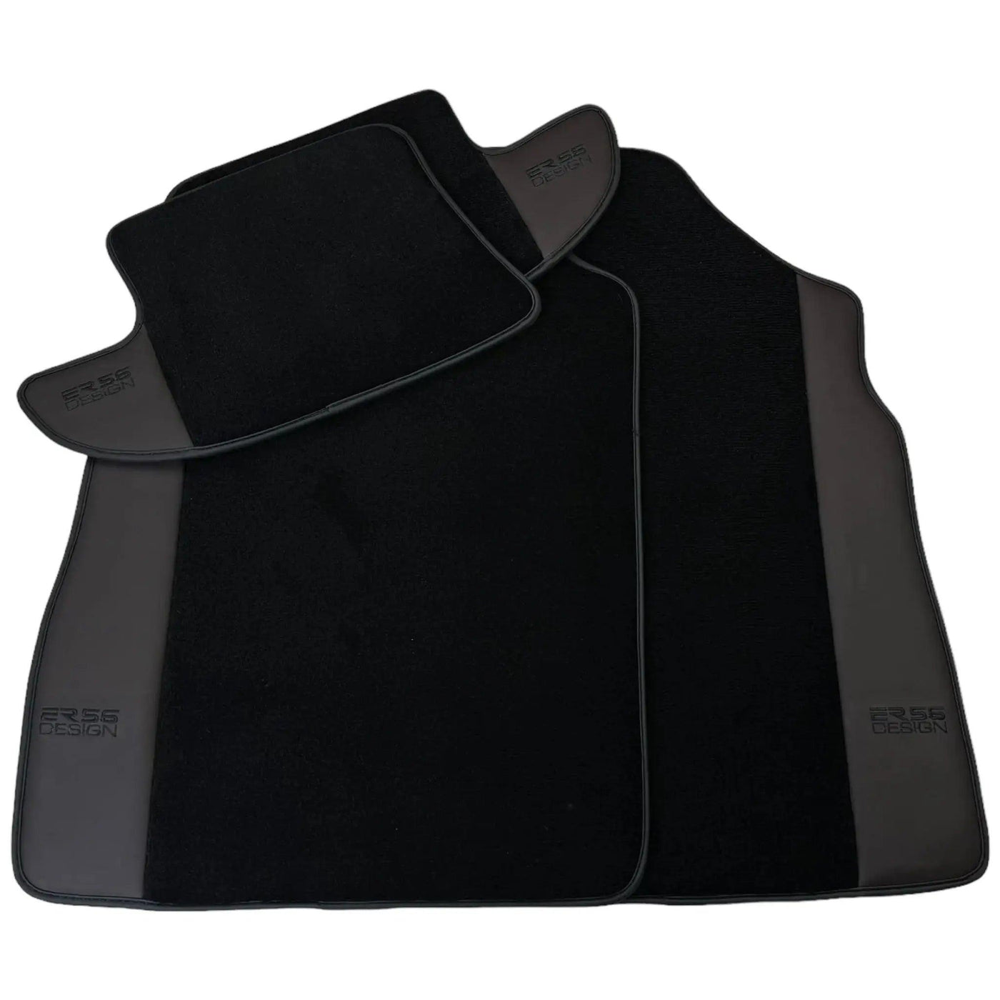 Black Floor Mats for Bentley Continental GTC (2011–2018) with Dark Brown Leather | ER56 Design - AutoWin