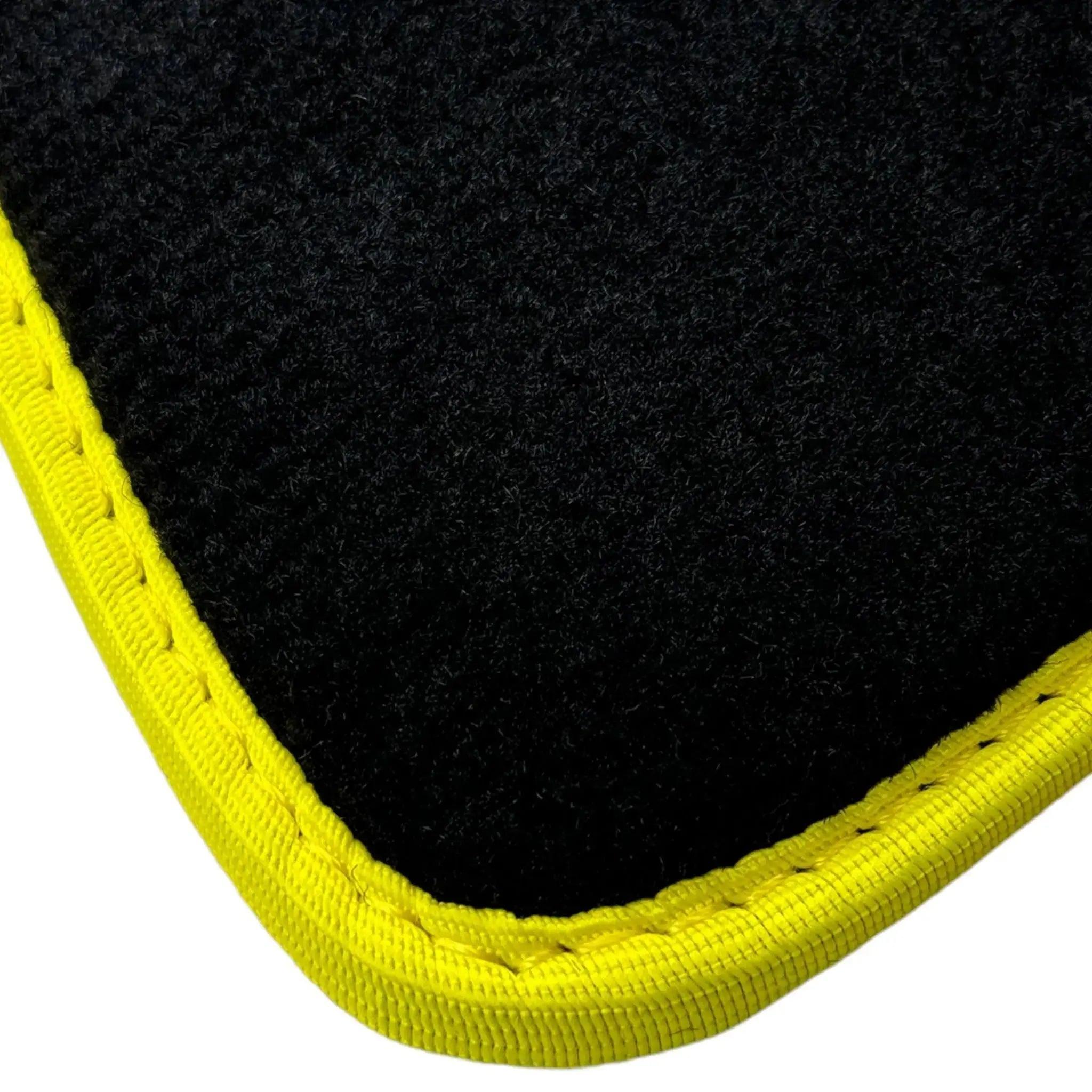 Black Floor Mats For BMW 5 Series F10 | Fighter Jet Edition | Yellow Trim - AutoWin
