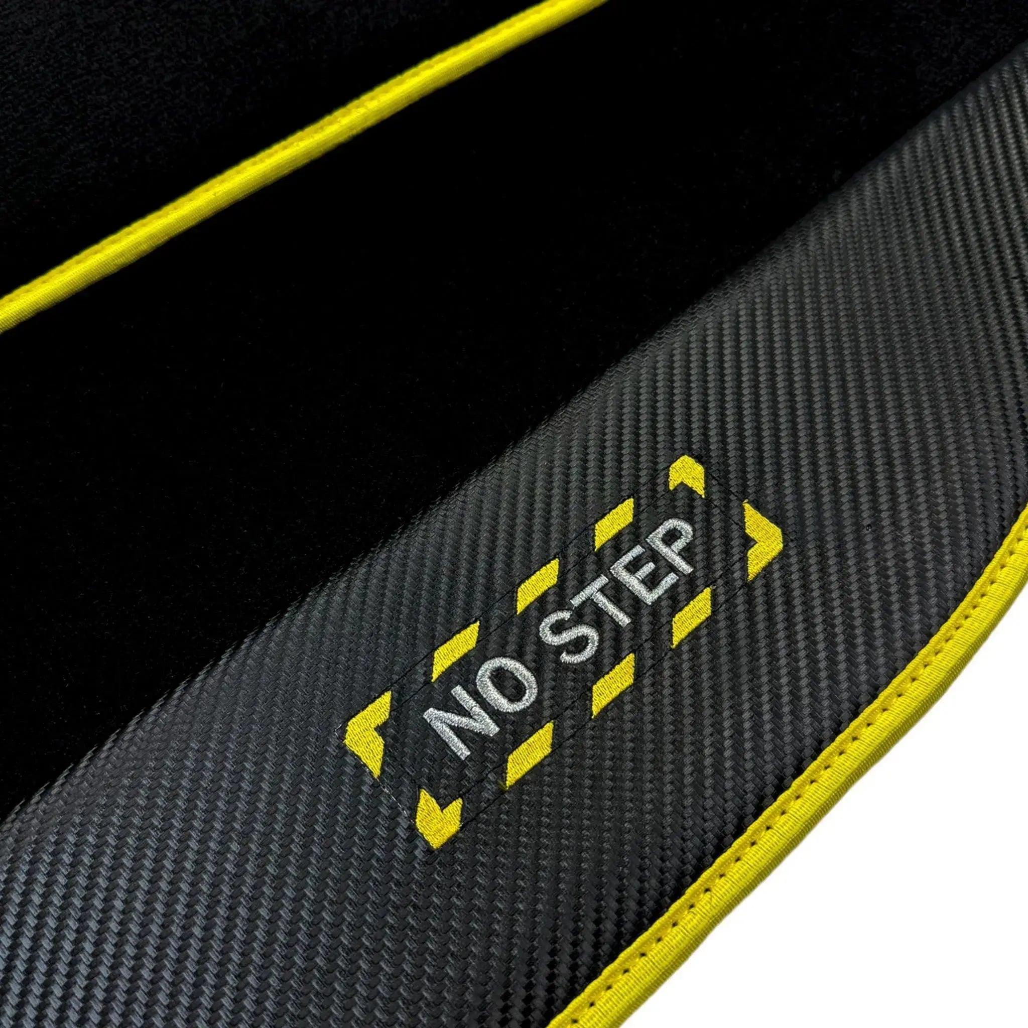 Black Floor Mats For BMW 5 Series F10 | Fighter Jet Edition | Yellow Trim - AutoWin