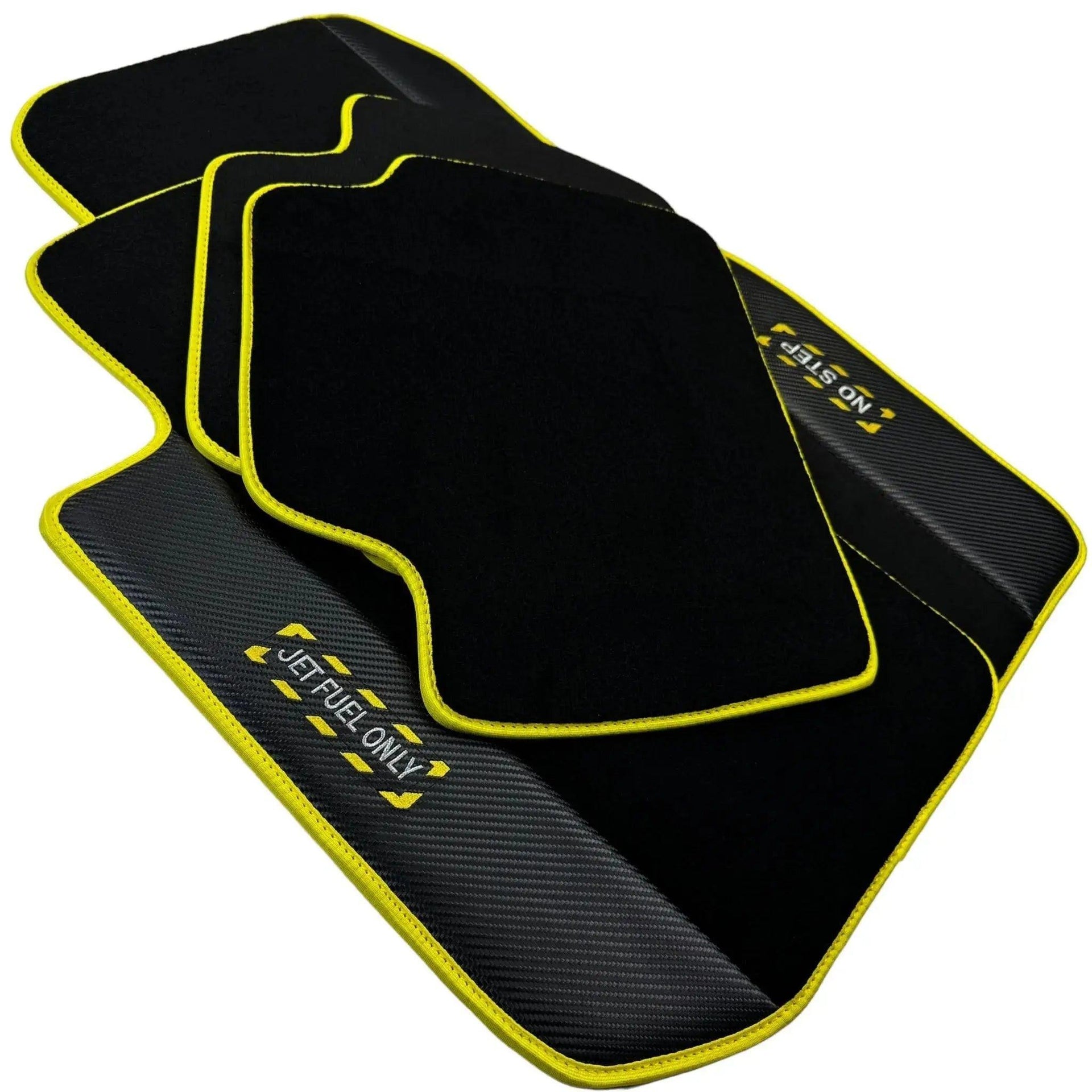 Black Floor Mats For BMW X3M Series F97 | Fighter Jet Edition | Yellow Trim - AutoWin