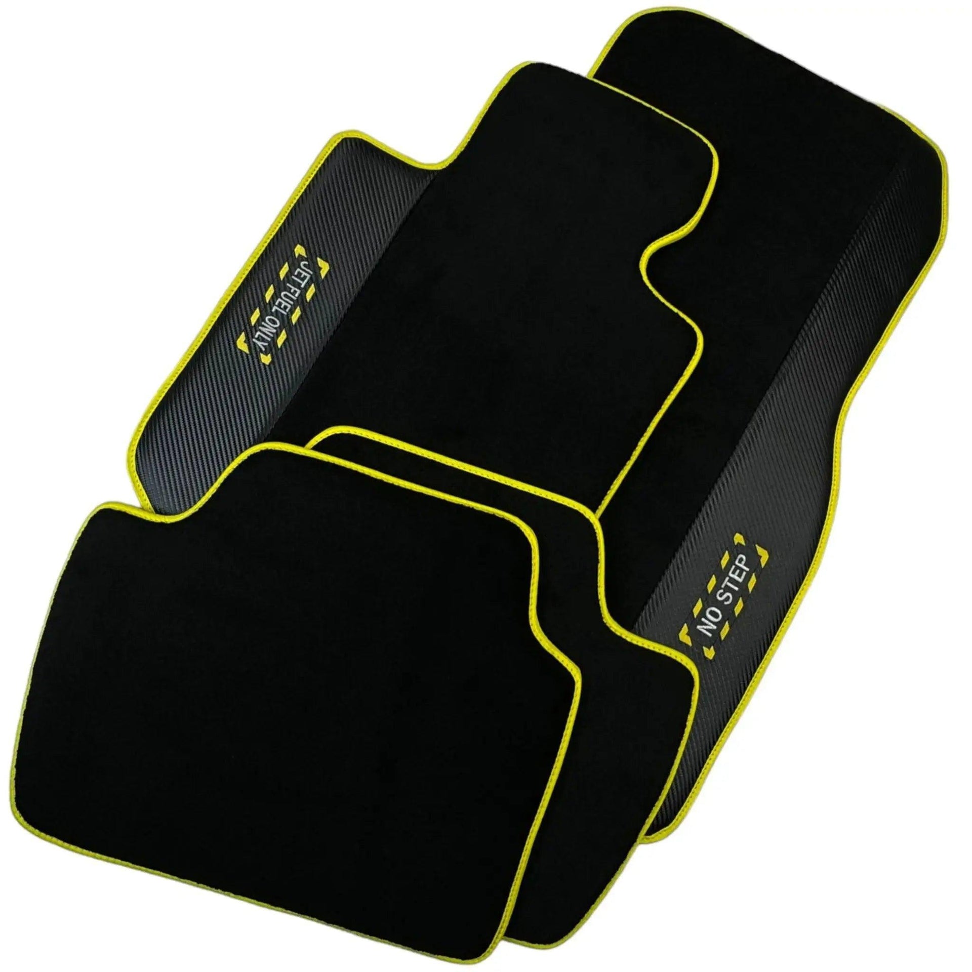 Black Floor Mats For BMW X5 Series E70 | Fighter Jet Edition | Yellow Trim - AutoWin