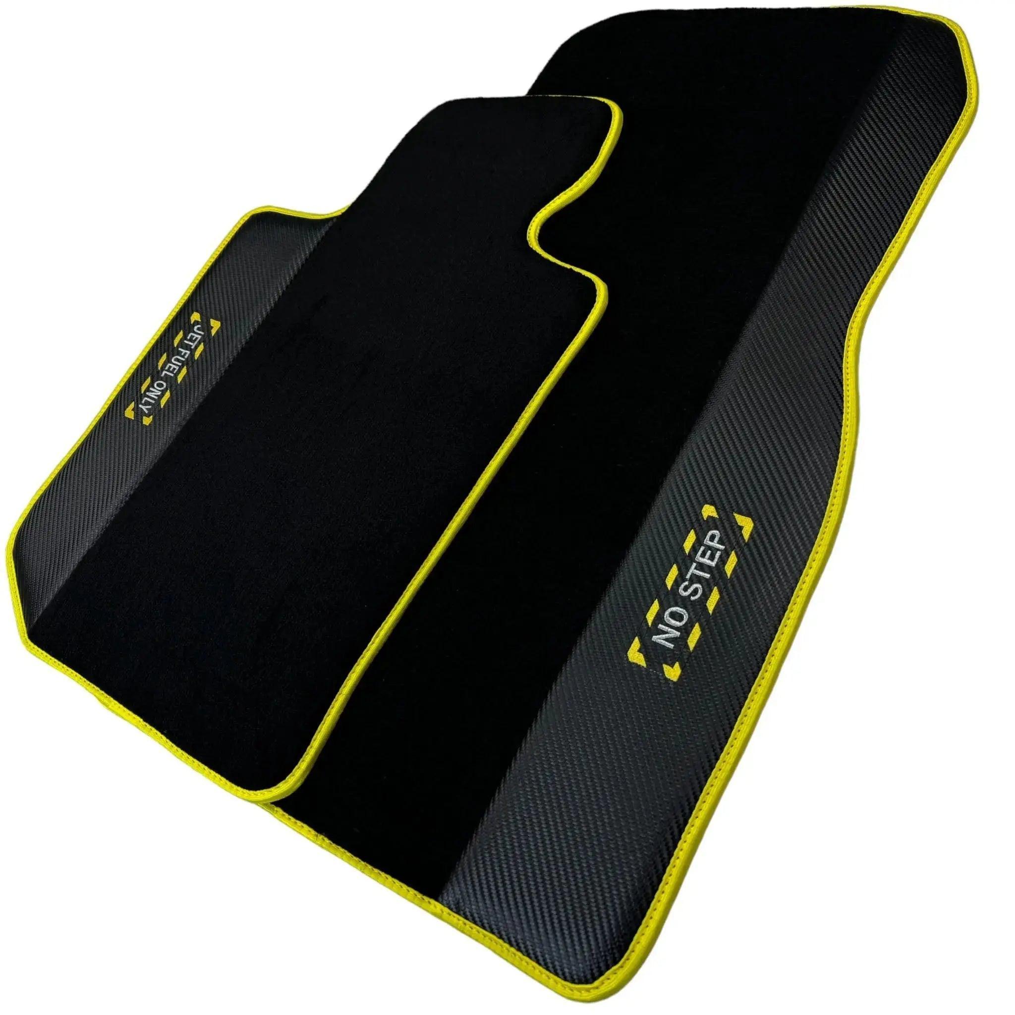 Black Floor Mats For BMW X5 Series F15 | Fighter Jet Edition | Yellow Trim - AutoWin