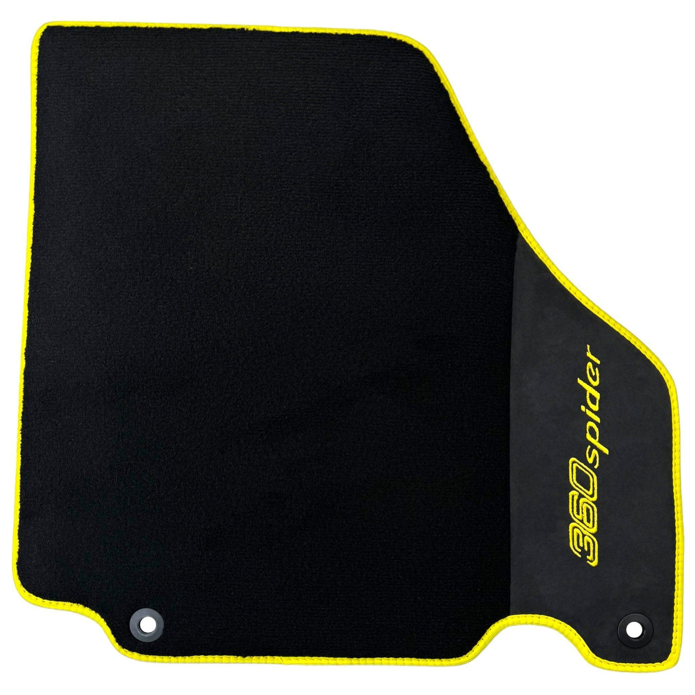 Black Floor Mats for Ferrari 360 Spider with Alcantara Leather | Yellow Trim - AutoWin