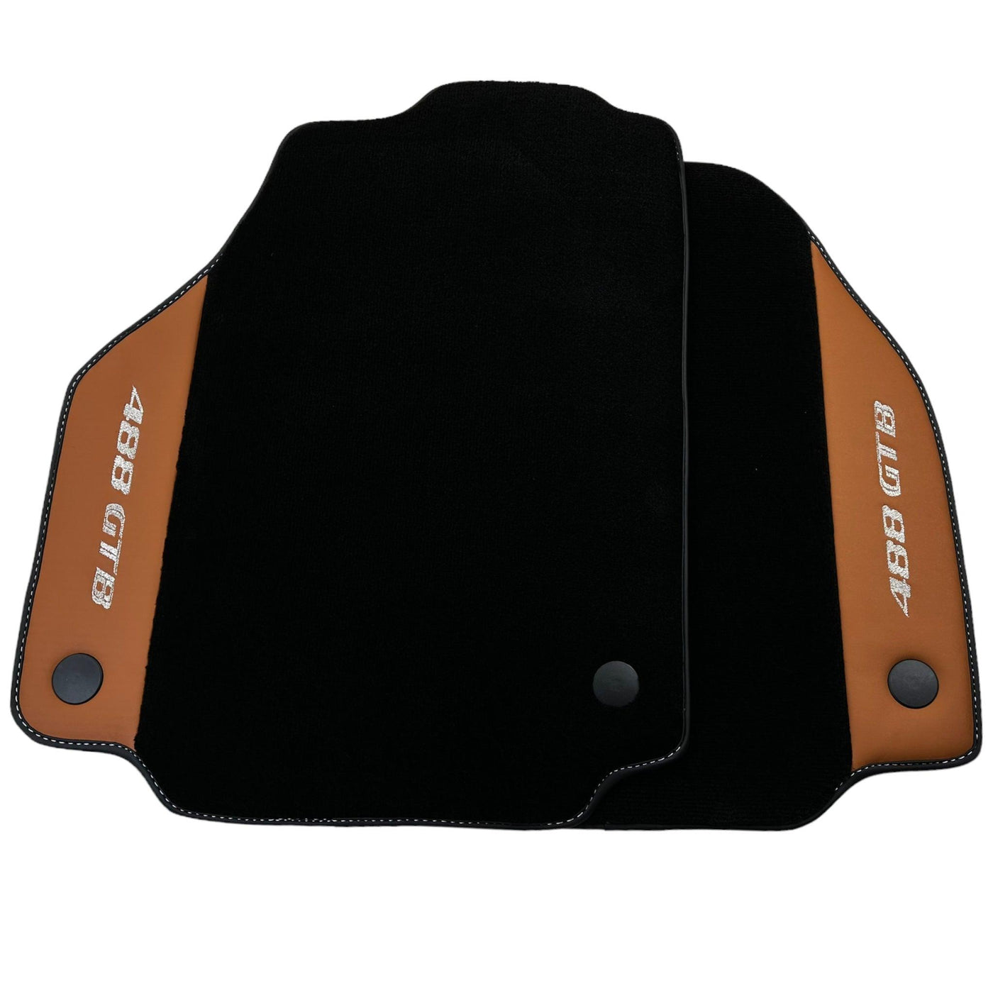 Black Floor Mats for Ferrari 488 GTB (2015-2022) with Cuoio Nappa Leather - AutoWin