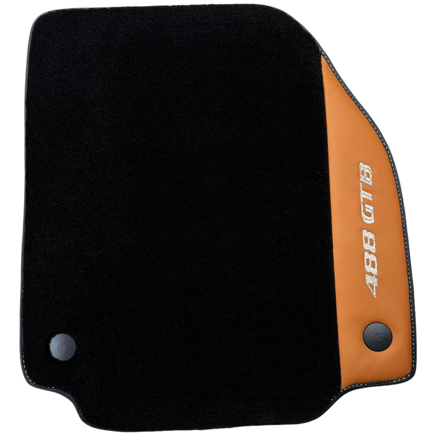Black Floor Mats for Ferrari 488 GTB (2015-2022) with Cuoio Nappa Leather - AutoWin