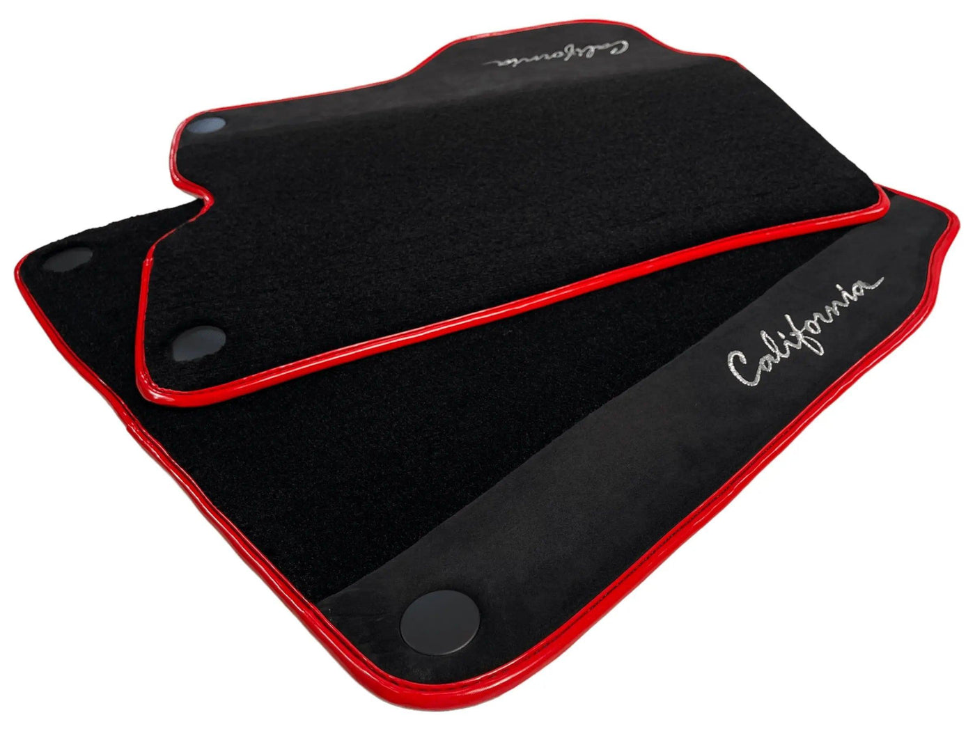 Black Floor Mats For Ferrari California 2008-2014 With Alcantara Red Trim - AutoWin