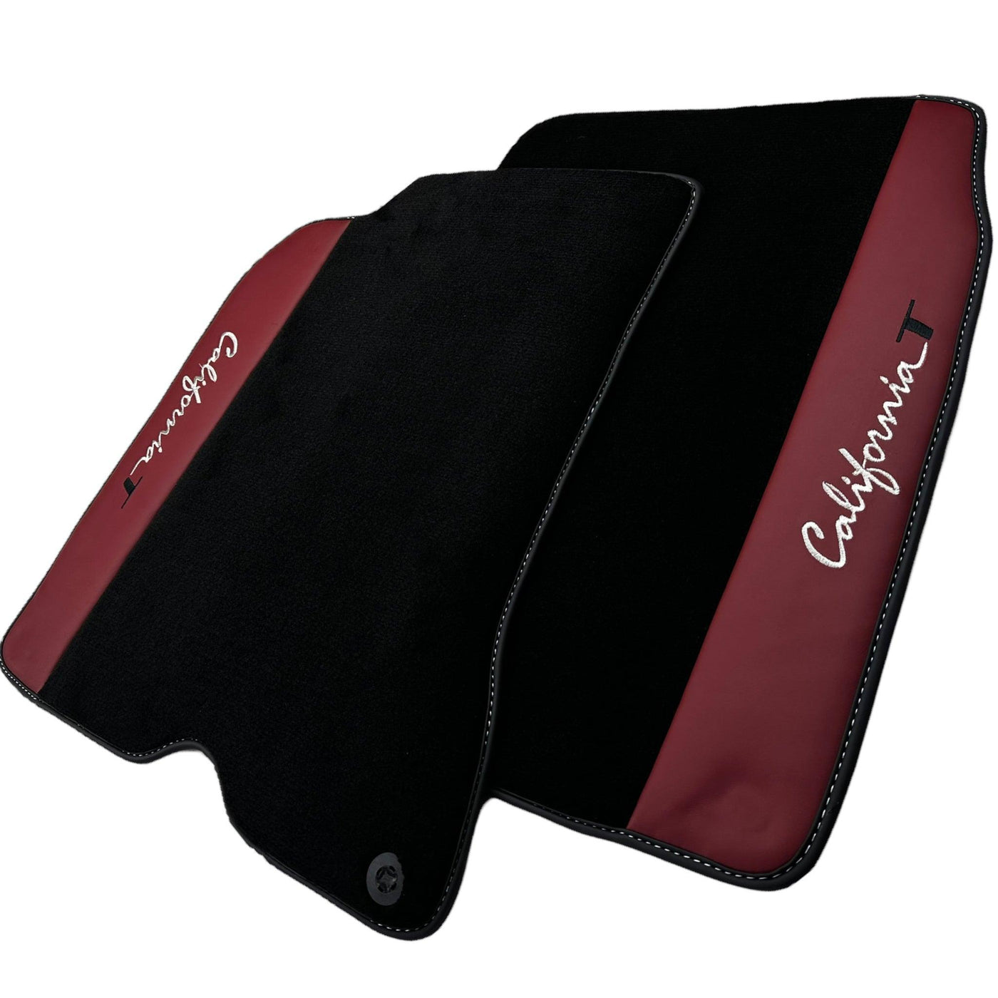 Black Floor Mats for Ferrari California T (2015–2018) Bordeaux Nappa Leather - AutoWin