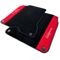 Black Floor Mats For Ferrari California T (2015-2018) with Red Alcantara Leather - AutoWin