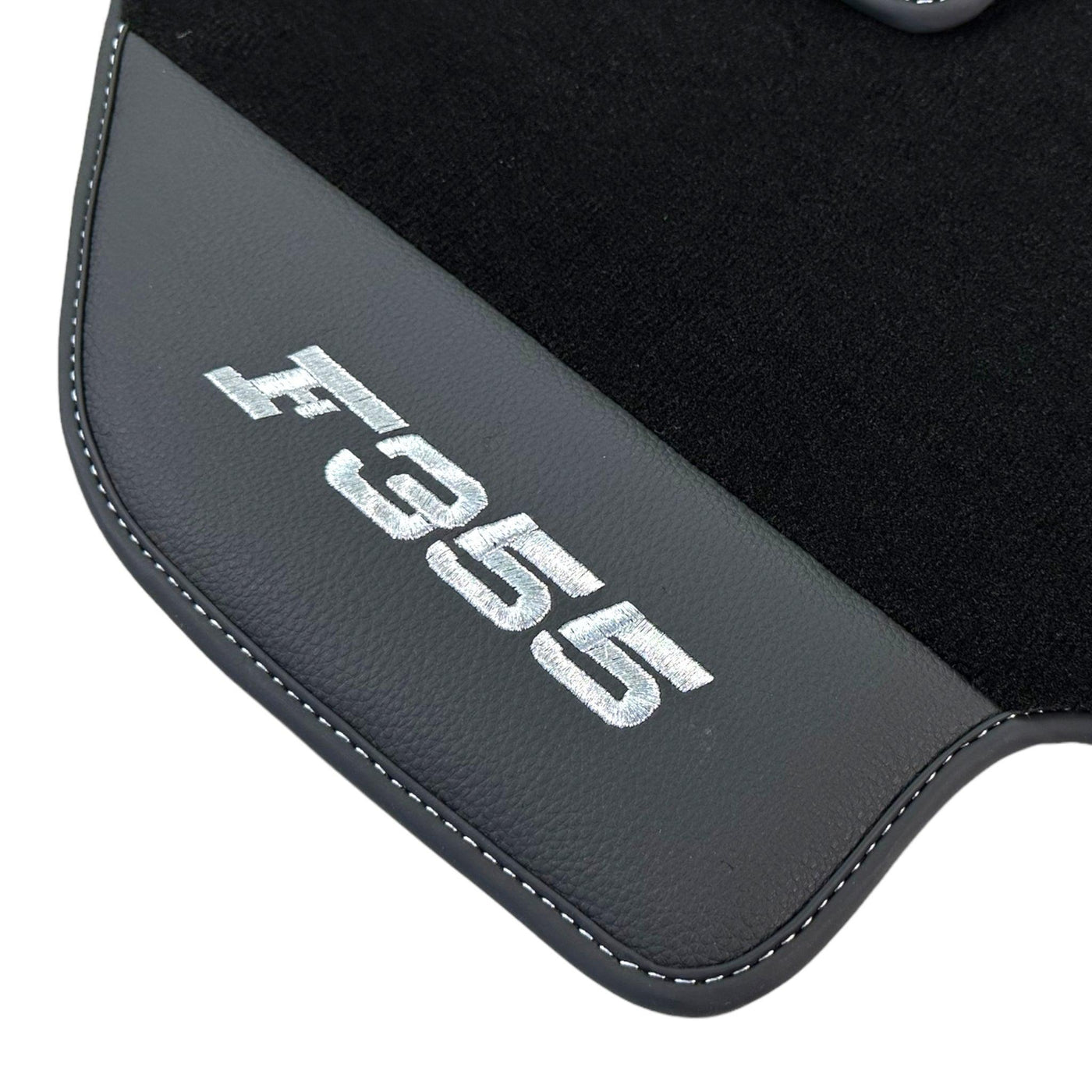 Black Floor Mats For Ferrari F355 1994-1999 With Leather - AutoWin