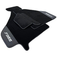 Black Floor Mats For Ferrari F355 1994-1999 With Leather - AutoWin