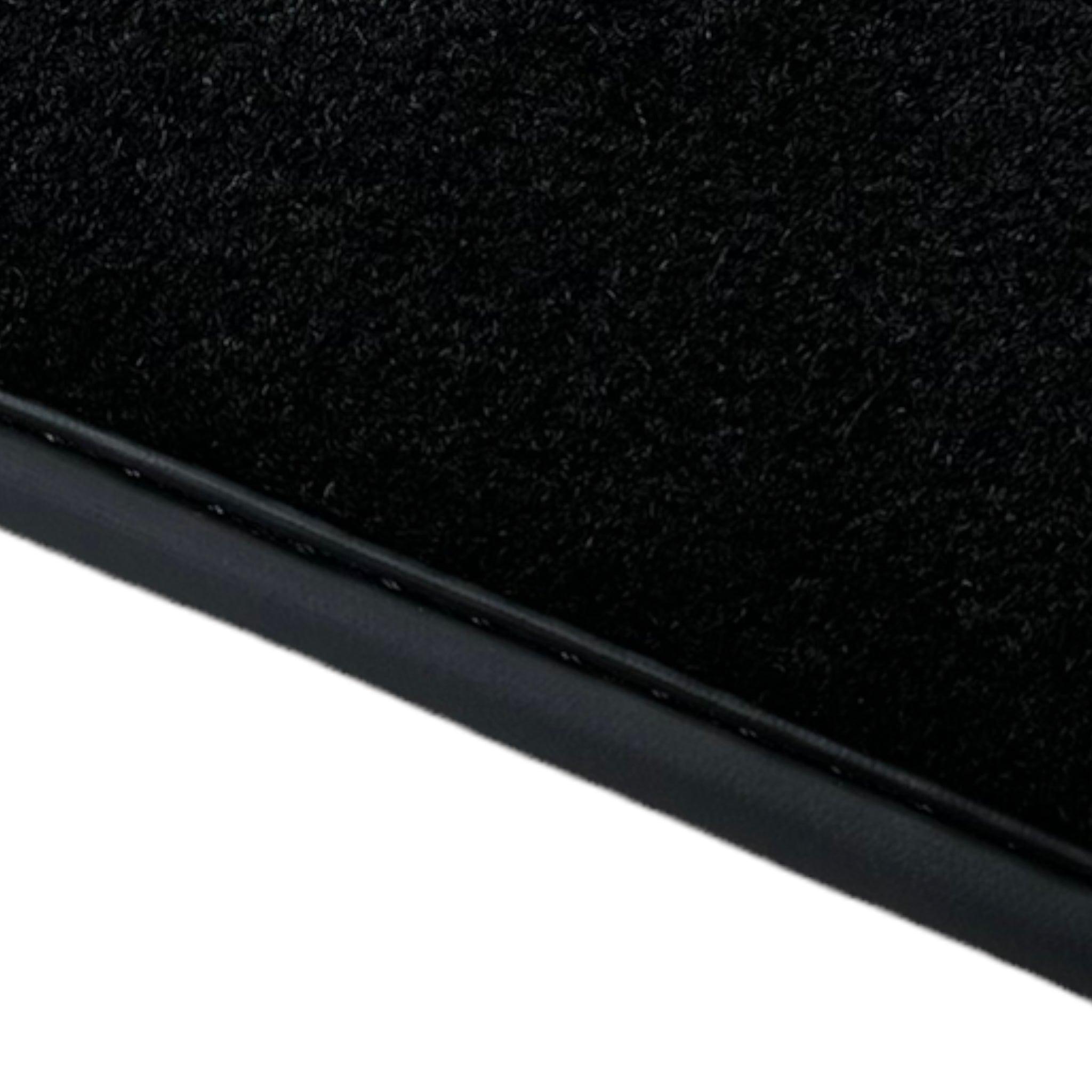 Black Floor Mats For Ferrari GTC4 Lusso (2016-2023) with Leather - AutoWin
