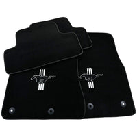 Black Floor Mats For Ford Mustang V FL (2011-2014) With Pony - AutoWin