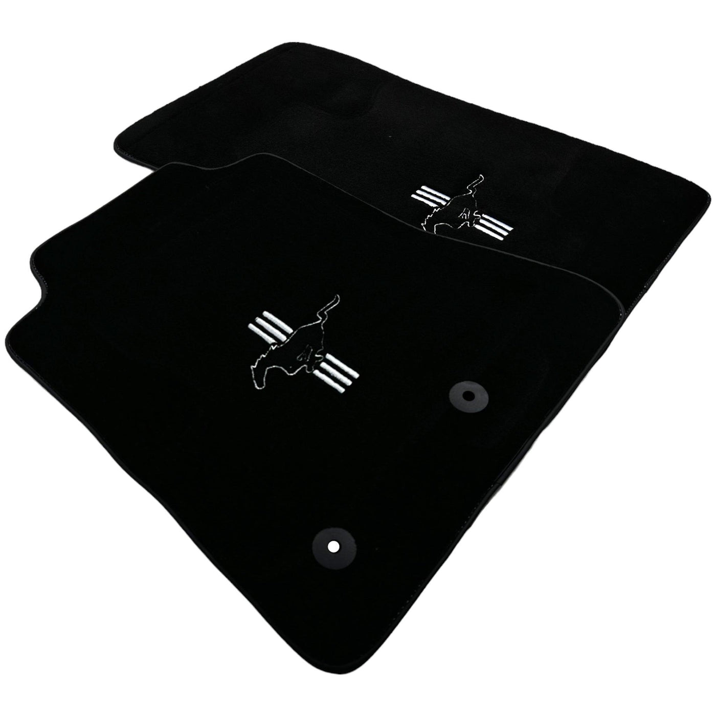 Black Floor Mats For Ford Mustang VI (2015-2023) With Pony - AutoWin