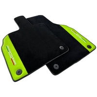 Black Floor Mats for Lamborghini Aventador With Green Leather - AutoWin
