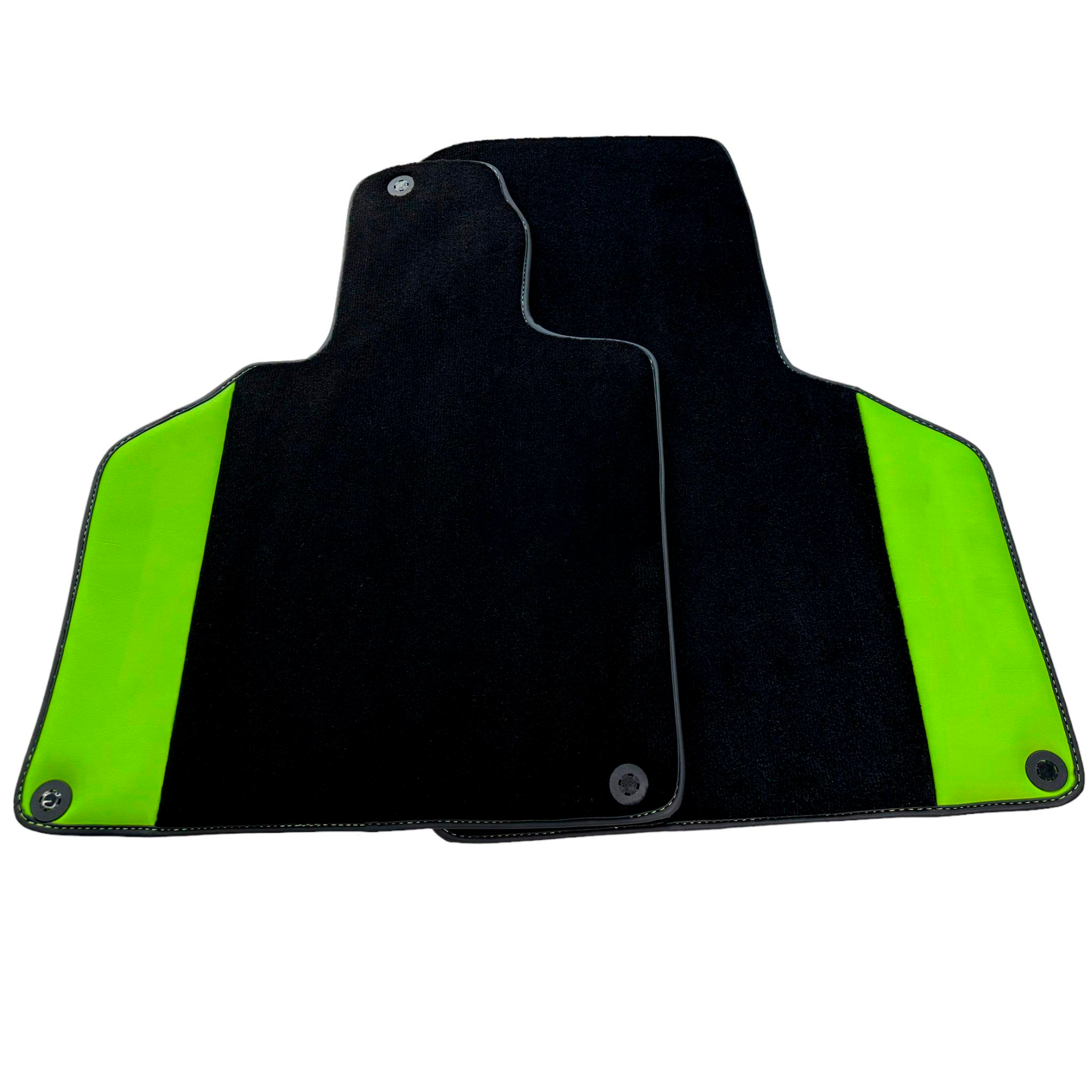 Custom Black Floor Mats for Lamborghini Gallardo With Green Leather