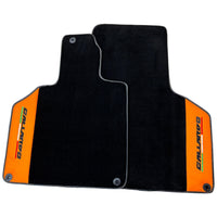 Black Floor Mats for Lamborghini Gallardo With Orange Arancia Leonis Nappa Leather - AutoWin