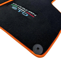 Black Floor Mats for Lamborghini Huracan STO with Orange Trim - AutoWin