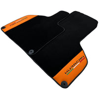 Black Floor Mats for Lamborghini Huracan With Orange (Arancia Leonis) Nappa Leather - AutoWin