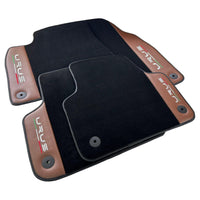 Black Floor Mats for Lamborghini Urus With Brown Leather - AutoWin
