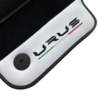 Black Floor Mats for Lamborghini Urus With White Leather - AutoWin
