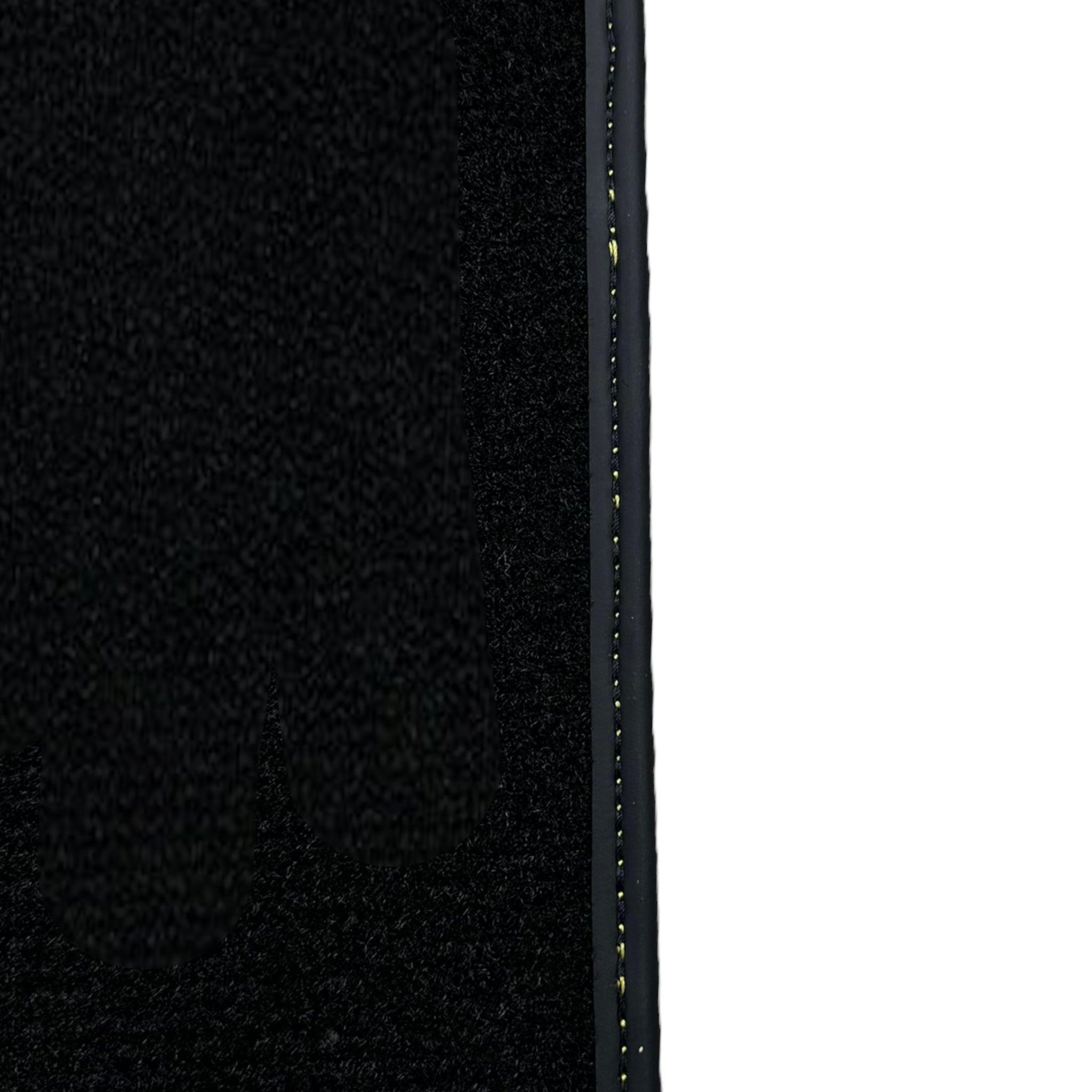 Black Floor Mats For McLaren 720S Year 2017-2021 With Yellow Leather - AutoWin