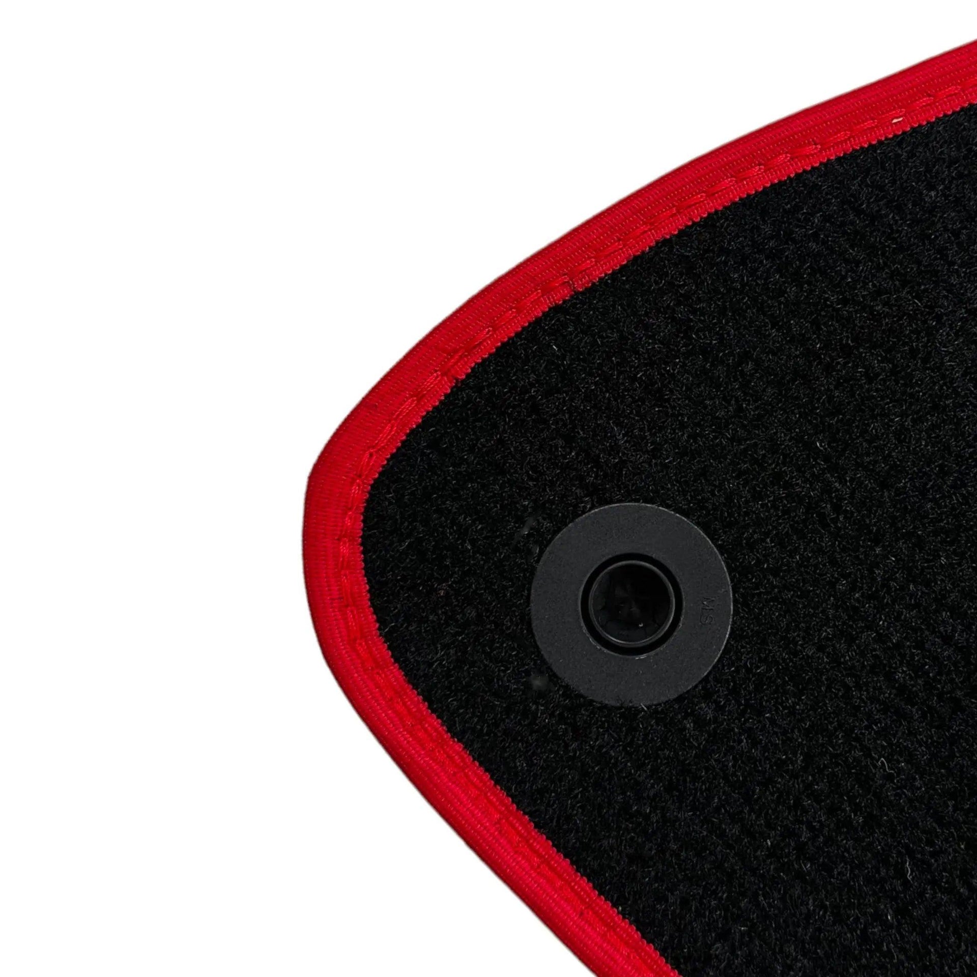 Black Floor Mats For Mercedes-Benz C Class W204 Coupe 2012-2015 ER56 Design with Red Trim - AutoWin