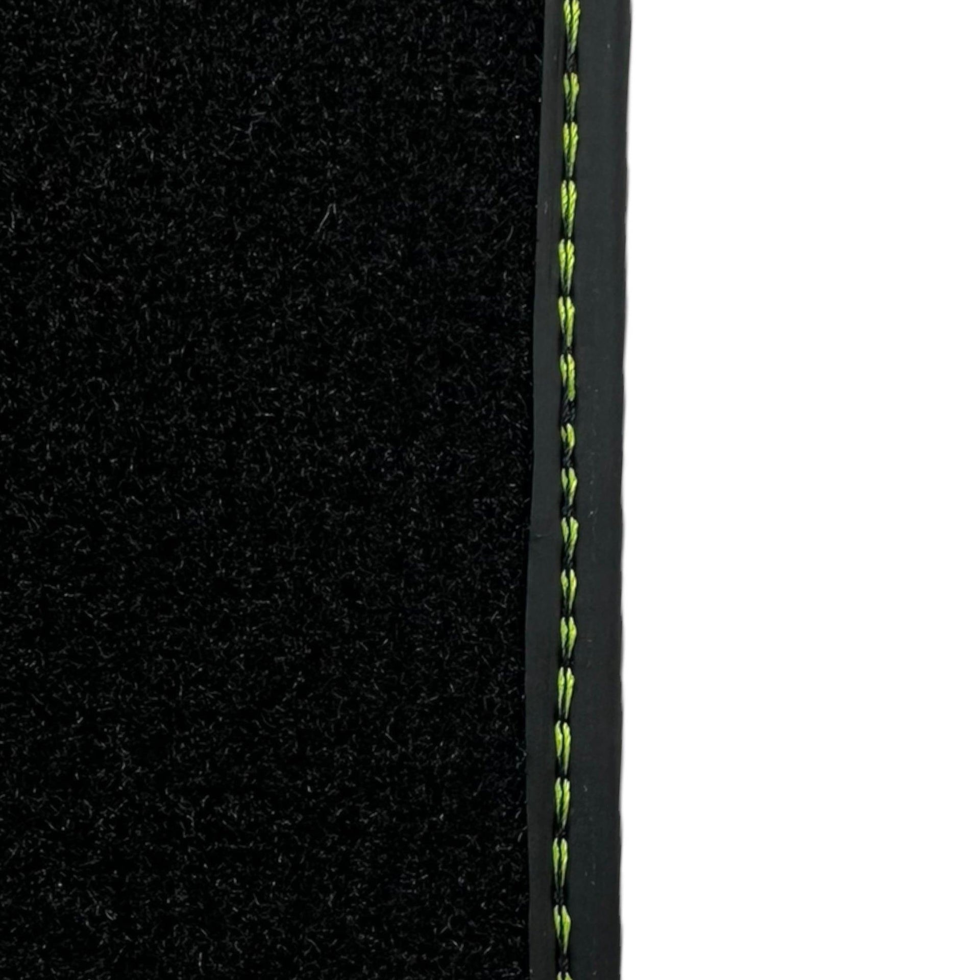 Black Floor Mats for Porsche 718 Cayman (2017-2023) with Green Leather ER56 Design - AutoWin