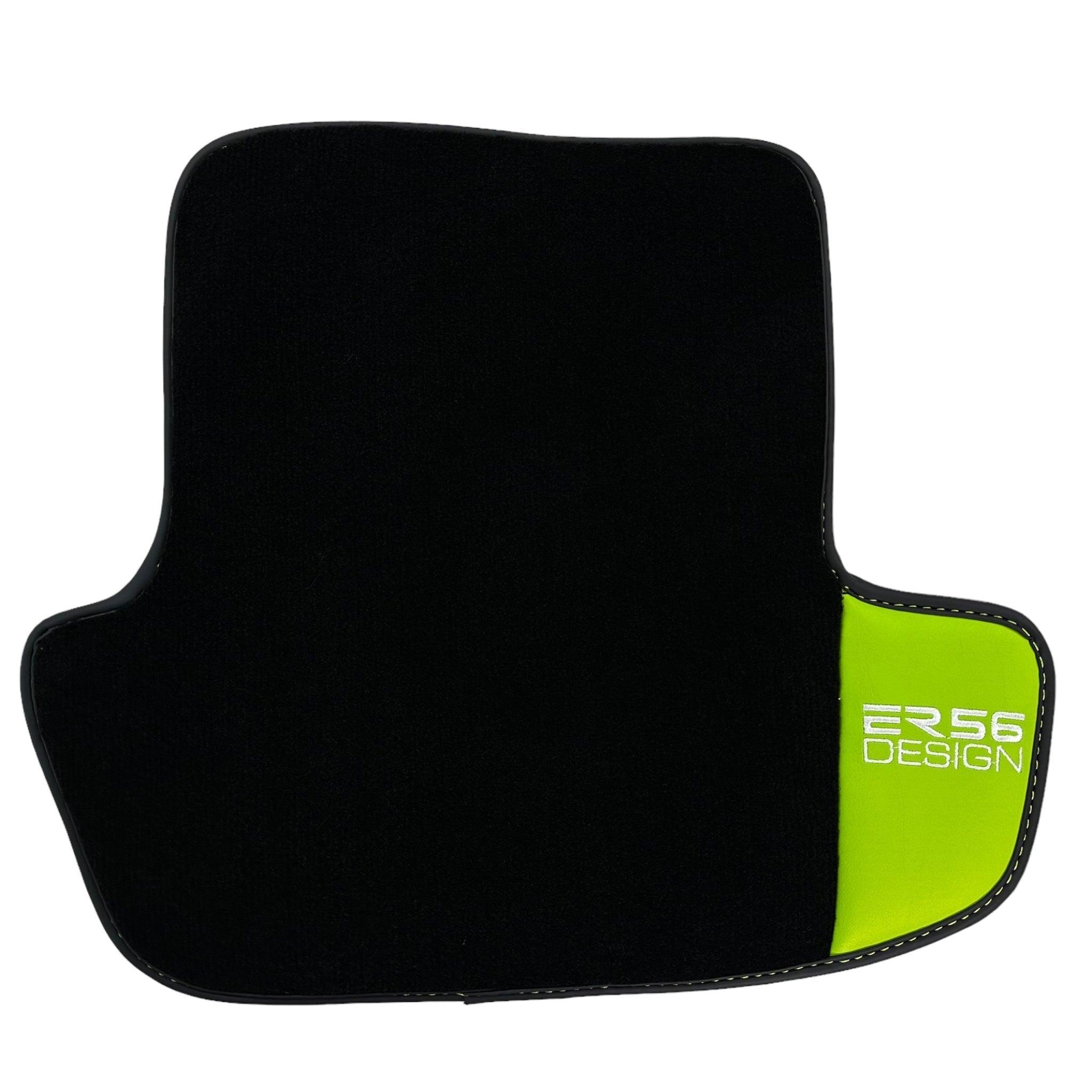Black Floor Mats for Porsche Macan (2014-2023) with Green Leather ER56 Design - AutoWin