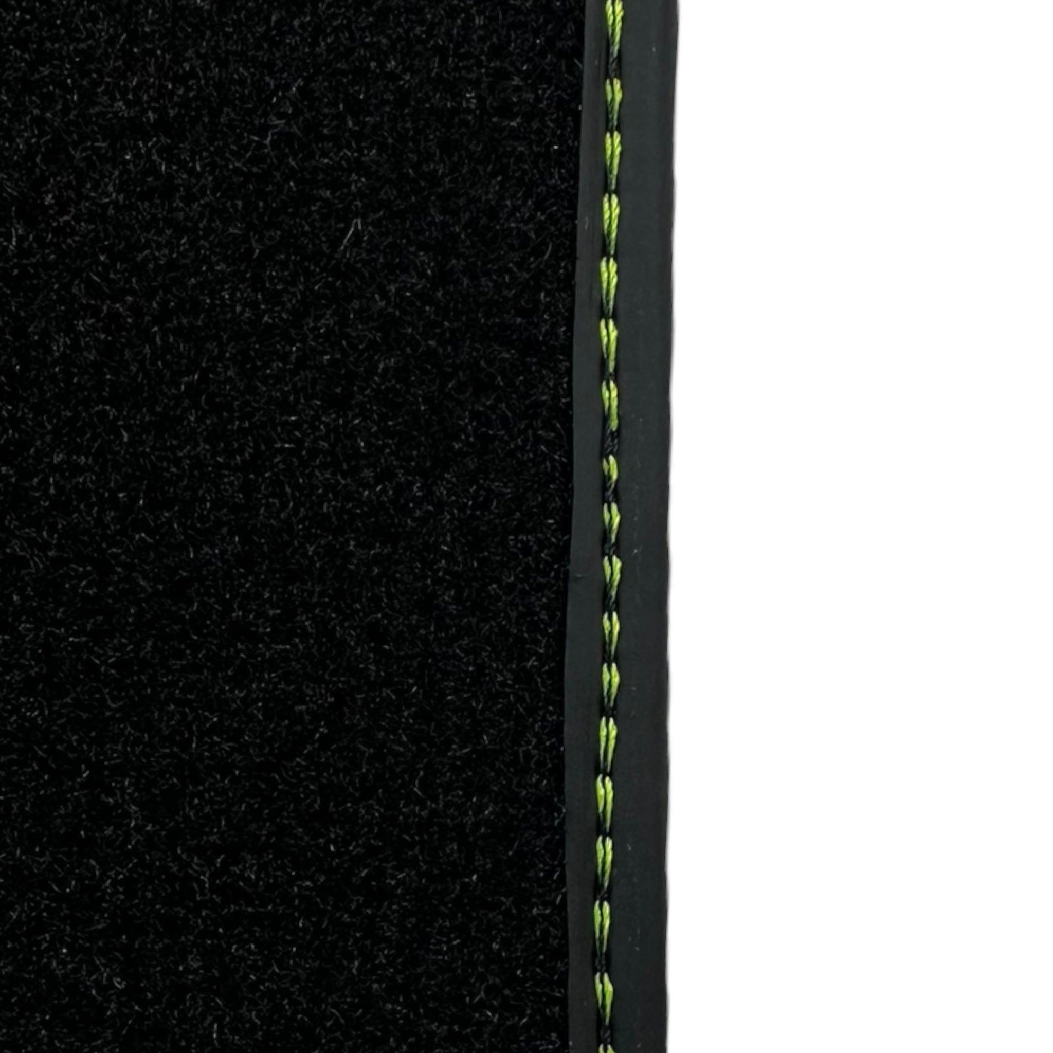 Black Floor Mats for Porsche Macan (2014-2023) with Green Leather ER56 Design - AutoWin