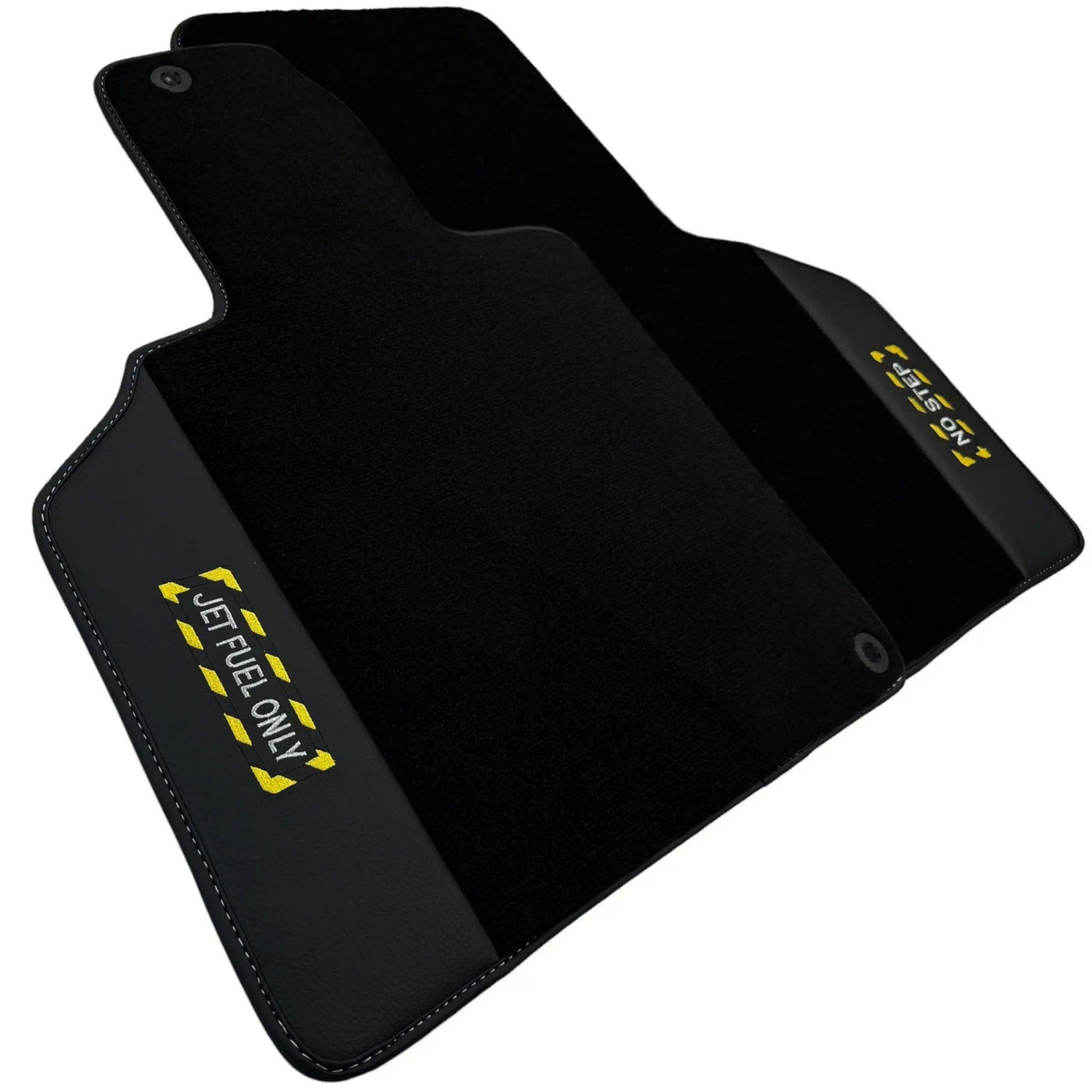 Black Floor Mats with Leather for Lamborghini Gallardo (2004-2014) - Fighter Jet Edition - AutoWin