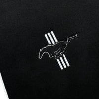 Black Floor Mats with White Trim For Ford Mustang V (2004-2010) With Pony - AutoWin