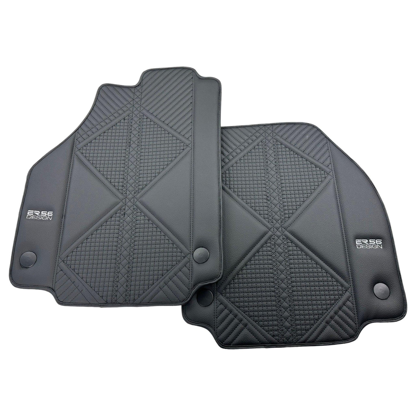 Black Leather Floor Mats For Ferrari 458 Italia (2009-2015) ER56 Design - AutoWin