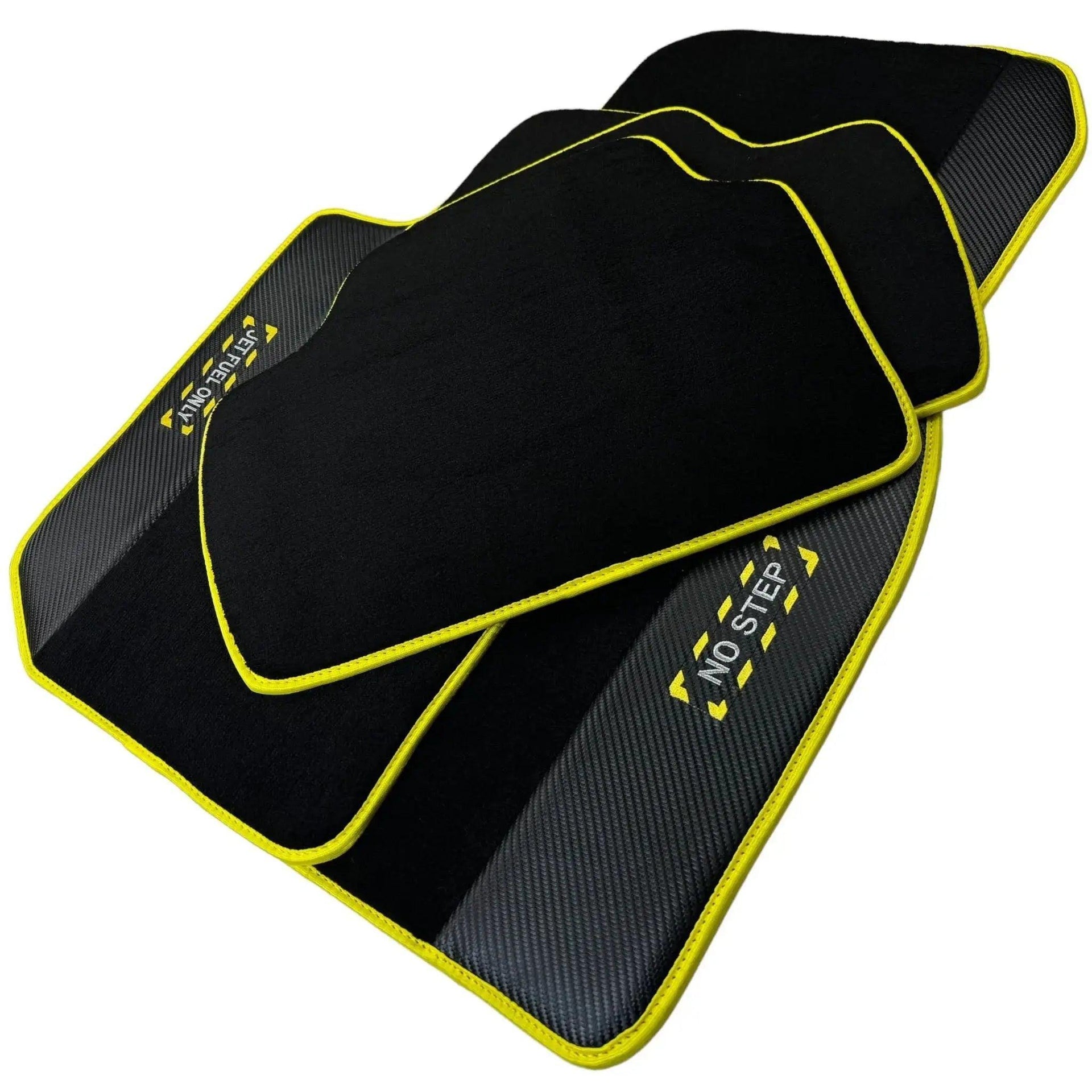 Black Mats For BMW X6M Series F86 | Fighter Jet Edition | Yellow Trim - AutoWin