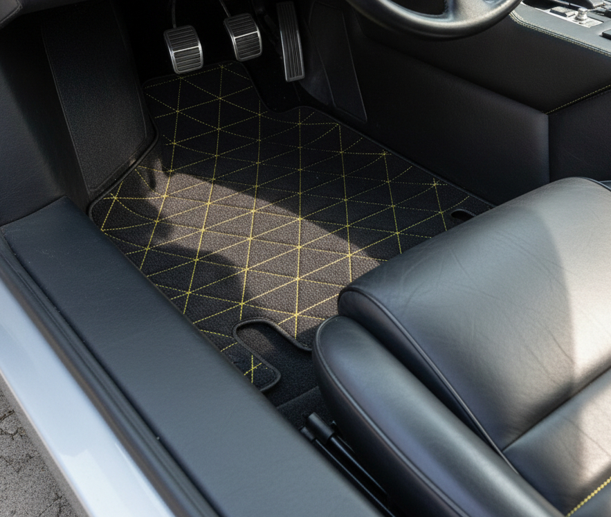 Customizable Floor Mats From Carpet With Leather for Lamborghini Countach (1974–1990) - AutoWin
