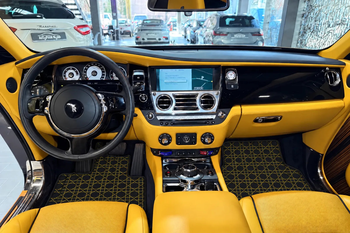 Customizable Leather Floor Mats with AW05 Pattern for Rolls Royce Wraith (2013–2023) inside the vehicle