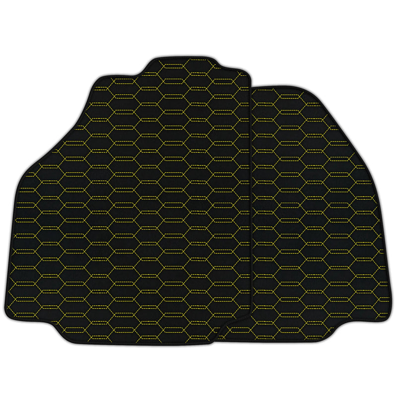 Tapetes de carro em couro personalizáveis com padrão hexagonal entrelaçado para Ferrari 458 Speciale (2012-2015)