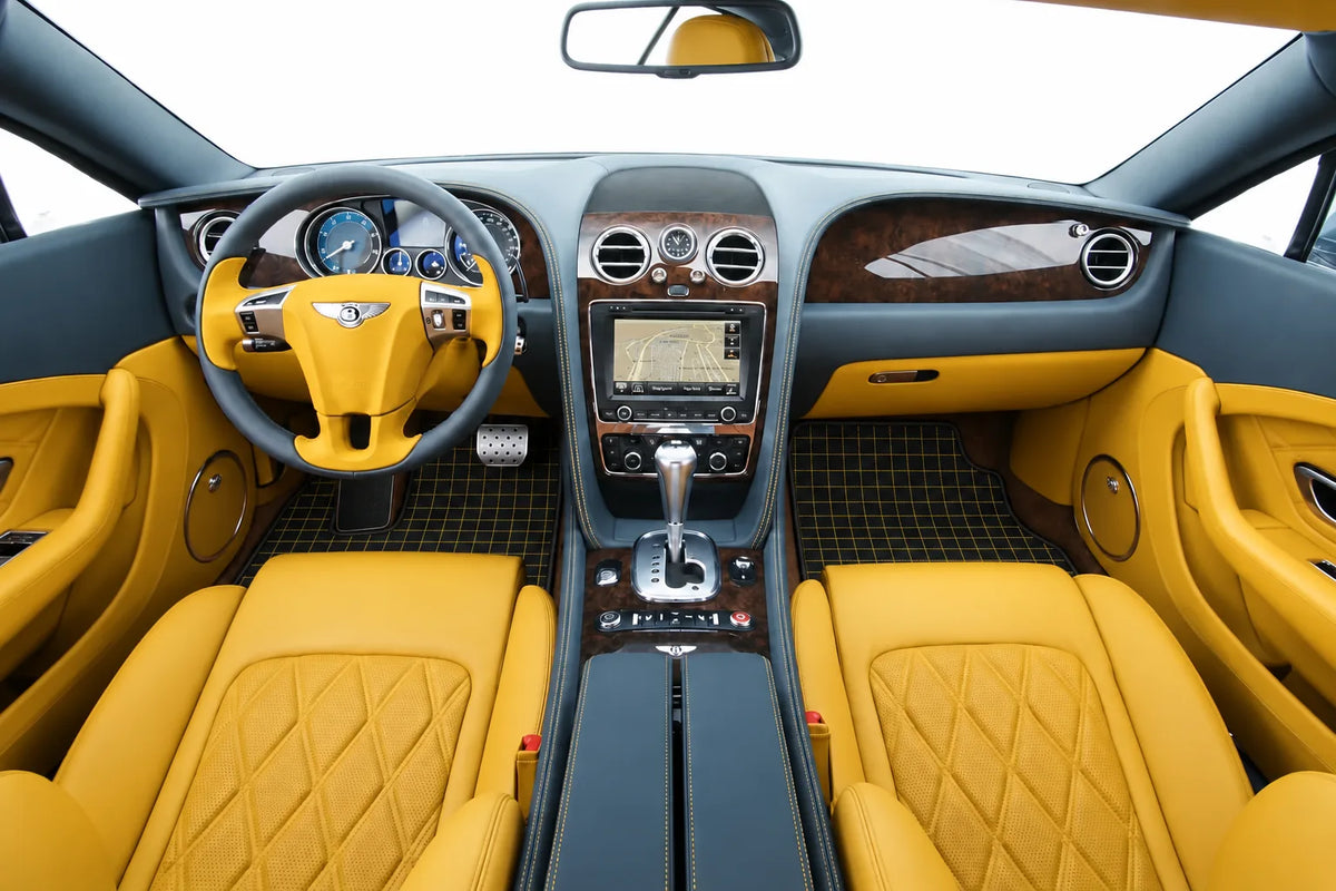 Customizable Leather Floor Mats with Square Pattern for Bentley Continental GT (2011-2018) inside the vehicle