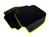 Floor Mats For Ferrari 488 Pista Spider (2019-2021) Leather and Yellow Trim - AutoWin
