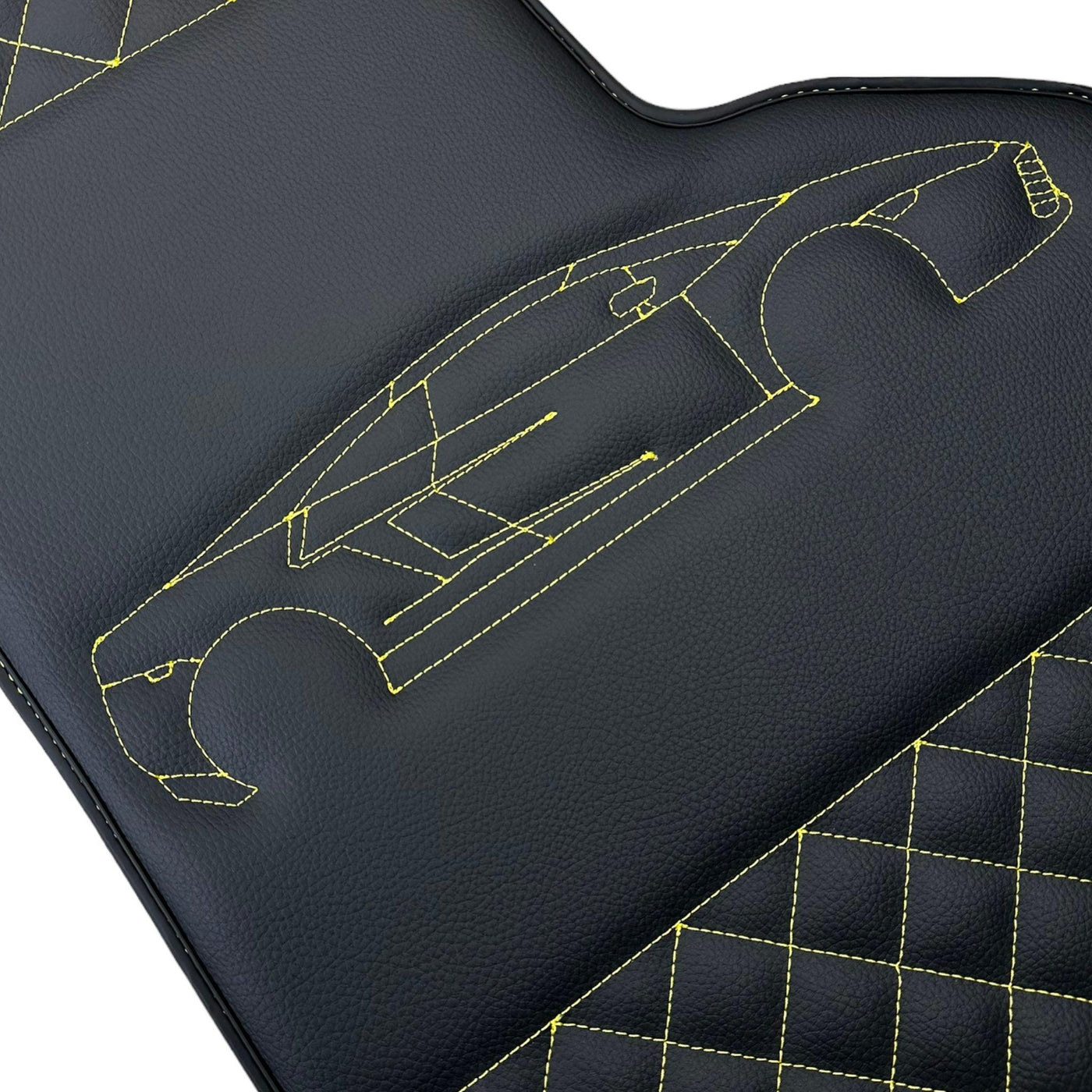 Leather Black Floor Mats for Lamborghini Gallardo Yellow Sewing | ER56 Design - AutoWin