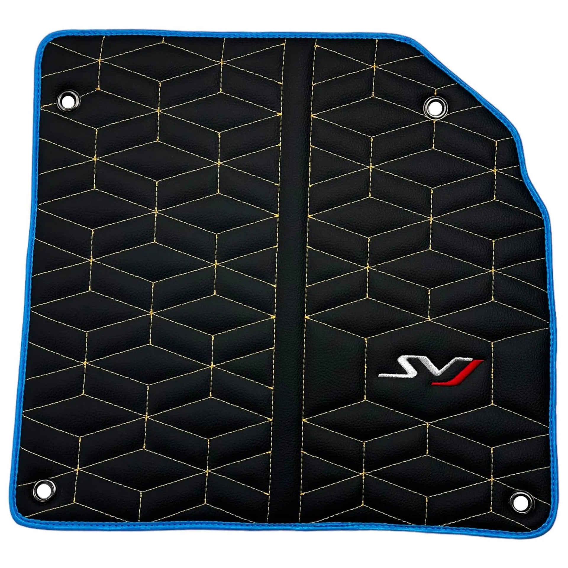 Leather Floor Mats for Lamborghini Aventador SVJ Limited Edition with Blue Trim - AutoWin