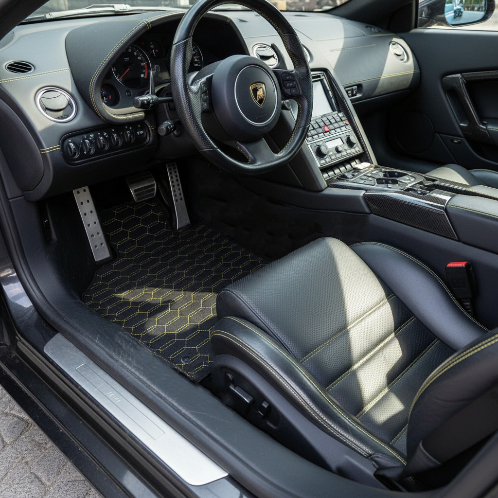 Customizable Leather Floor Mats with Triangle Pattern for Lamborghini Murcielago (2001-2010) - AutoWin